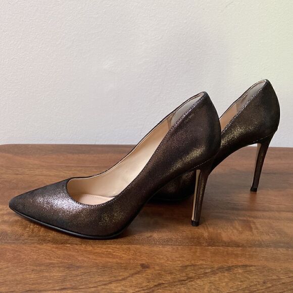 Marc Fisher Jaxon Pumps Pewter Dark Gray Leather Shoes Heels Women's 6.5 - Picture 5 of 9